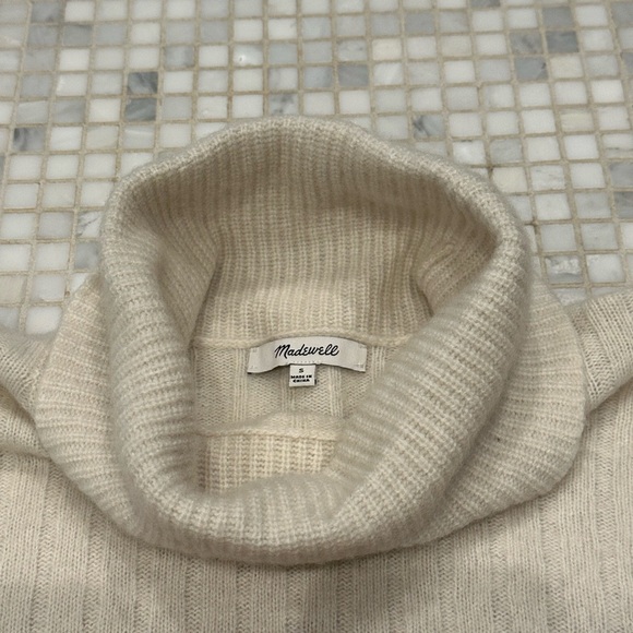 Madewell Wool Blend Colorblock Turtleneck Cream Brown Sweater - Picture 3 of 10